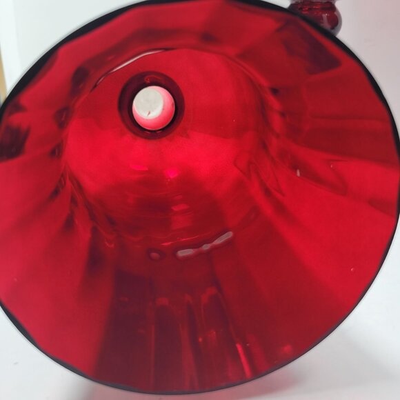 Hurricane Red Glass Candle Holders With Clear Stems Set of 3 - Picture 6 of 8
